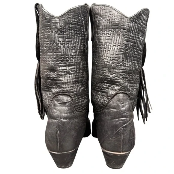 Laredo Black Leather Western Fringe Boots Womens Size 8 Made in USA - Picture 3 of 7